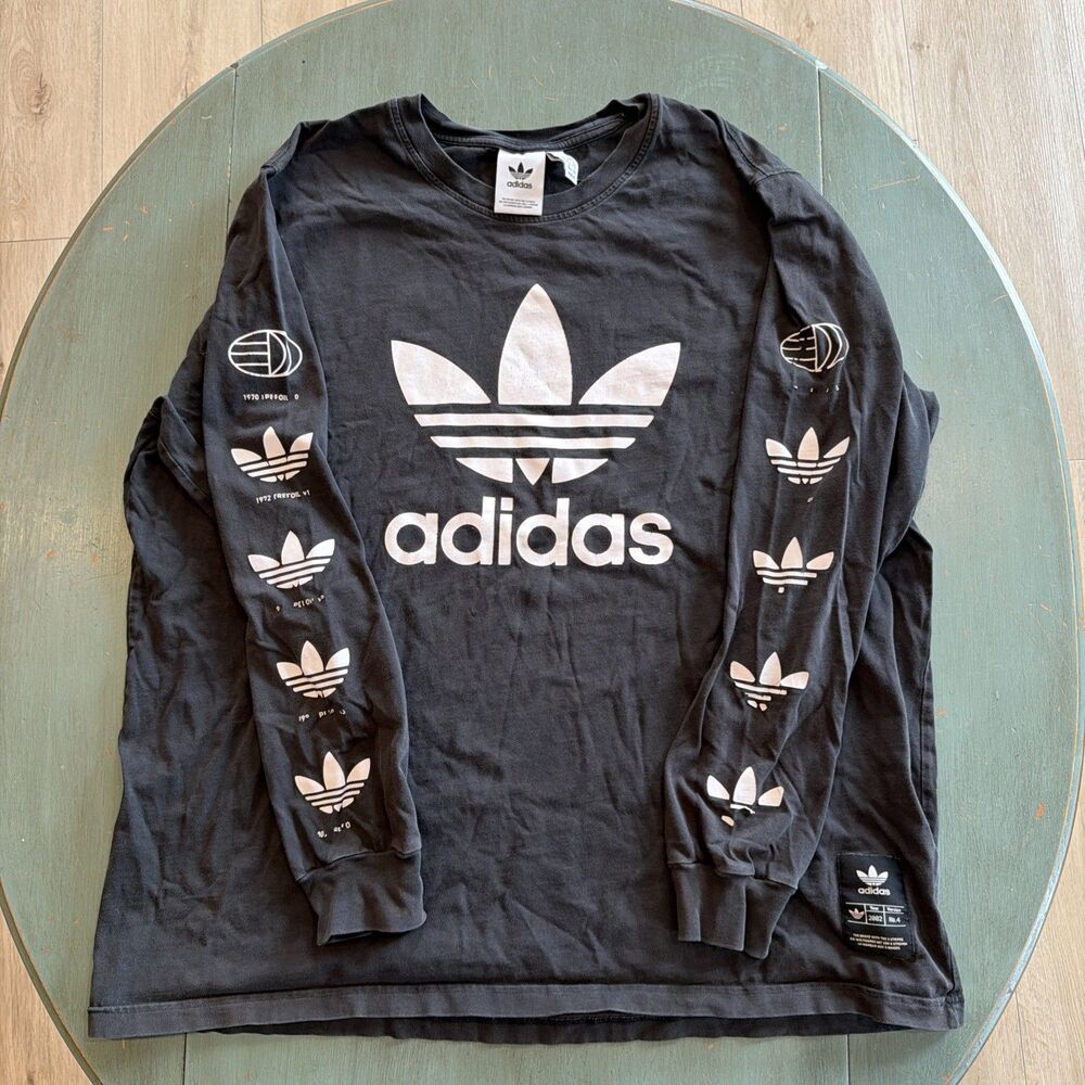 Adidas Originals Trefoil History 2.0 Long Sleeve T-Shirt Black Men’s 2XL FM3372